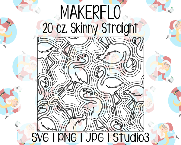 Flamingo Burst Template | MakerFlo 20 oz. Skinny Straight | SVG PNG JPG Studio3