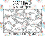Dolphin Burst Tumbler Template | Craft Haven 12 oz. Kids Sport | SVG PNG JPG Studio3