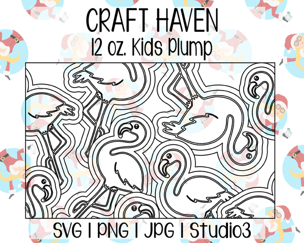 Flamingo Burst Template | Craft Haven 12 oz. Kid Sport | SVG PNG JPG Studio3