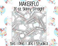 Back to School Burst Tumbler Template | MakerFlo 20 oz. Skinny Straight | SVG PNG JPG Studio3