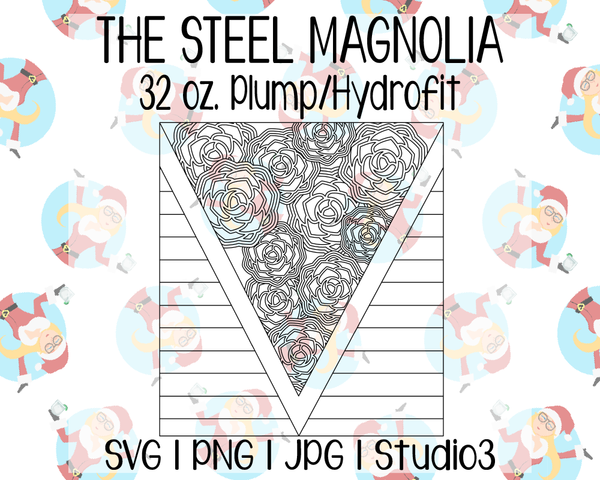 Spring Flowers Burst & Stripes V-Split Template | The Steel Magnolia 32 oz. Plump/Hydrofit | SVG PNG JPG Studio3